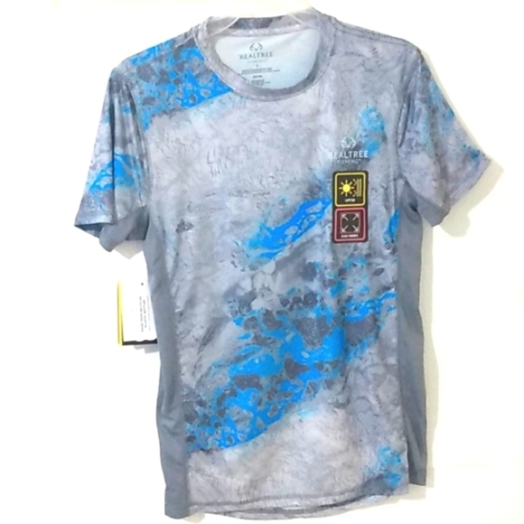 REALTREE ASPECT FISHING GRAY CREW NECK SHORT SLEEVE PERFORMANCE TEE SIZE S NWT - Picture 1 of 6